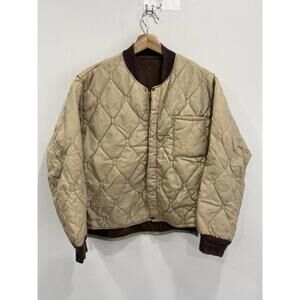 Vintage Quilted Bomber Zip Up Jacket liner brown